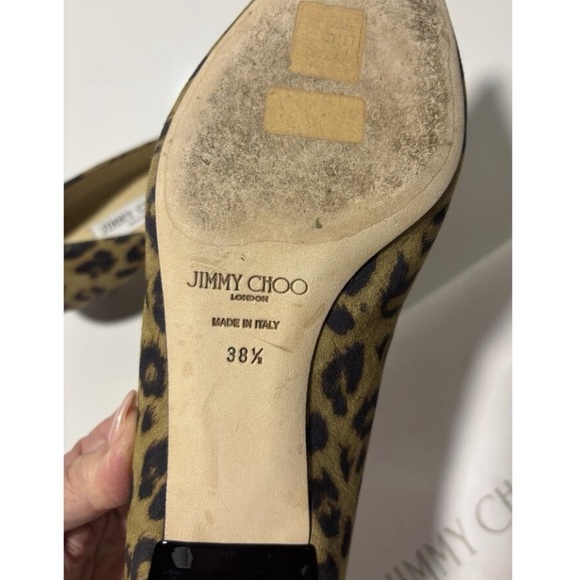 Jimmy Choo Leopard Print Kitten Heel Pumps Shoes Suede Sz 38.5 - Picture 8 of 8